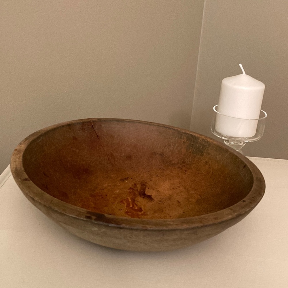 Vintage Munising Primitive Wood Dough Bowl